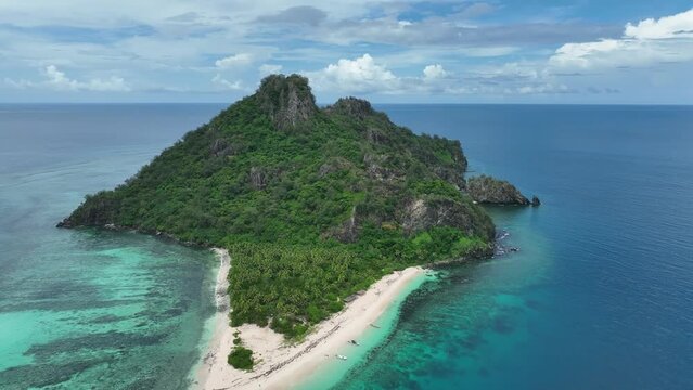 Monuriki Island, Fiji, Cast Away Set, from above, Drone