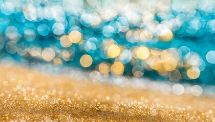 Beach themed gold and blue sparkly background