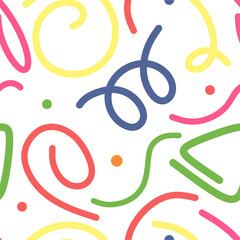 Seamless pattern with lines in doodle style, vector illustration. Children's illustration.