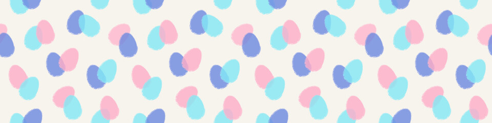 Colourful seamless texture with hand painted Easter eggs. Modern panoramic header design. Vector illustration