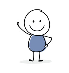 Caricature concept. Smiley stickman. Vector.