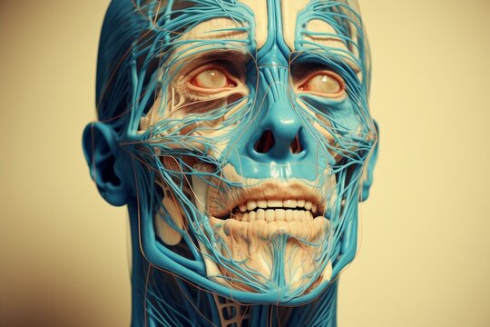 Human anatomy. Terminator, human skull without skin.