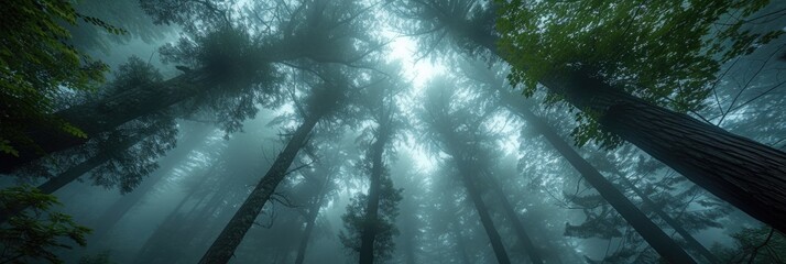The fog-shrouded trees