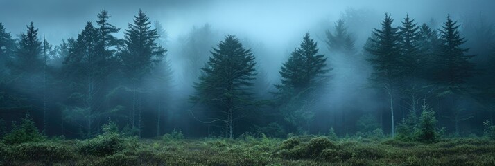 The fog-shrouded trees