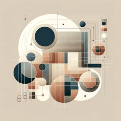  Complex Abstract Composition with Overlapping Geometric Shapes in Earthy Tones