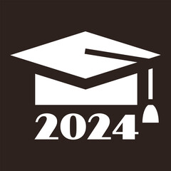 2024 - graduation class of 2024, graduation cap, mortarboard, college hat - 750930824