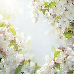 Floral beauty White flowers on a blooming spring branch backdrop For Social Media Post Size