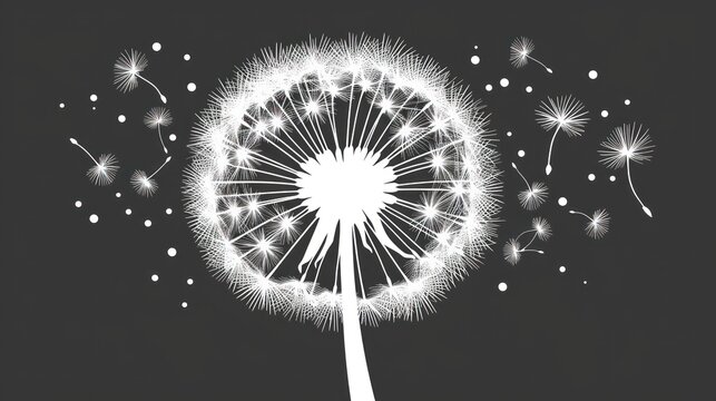 a black and white photo of a dandelion on a dark background with the words happy new year written in the middle of the dandelion.