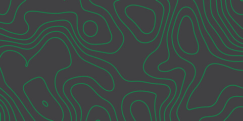 Green topographic pattern background. Abstract green topography curve line on black background