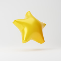 Inflated star icon isolated over white background. 3D rendering.