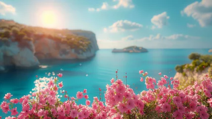 Fototapeten Bright spring view of the Cameo Island. Picturesque morning scene on the Port Sostis, Zakinthos island, Greece, Europe. Beauty of nature concept background. © Matthew