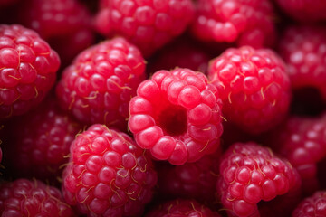 Fresh ripe raspberry macro background