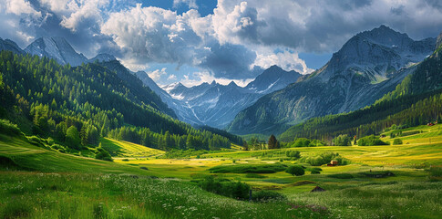Majestic Swiss Alps in Eid al Valley with Lush Greenery