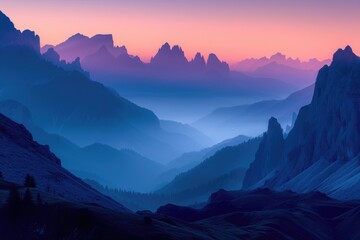 Twilight Majesty Over Mountain Peaks