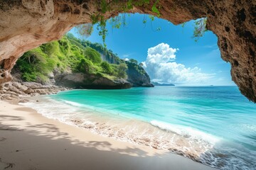 Fototapeta na wymiar Secluded Beach Paradise with Natural Arch