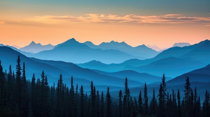 Mountain Silhouettes at Dusk