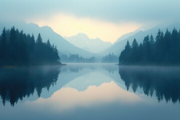 Foggy Lake Dawn