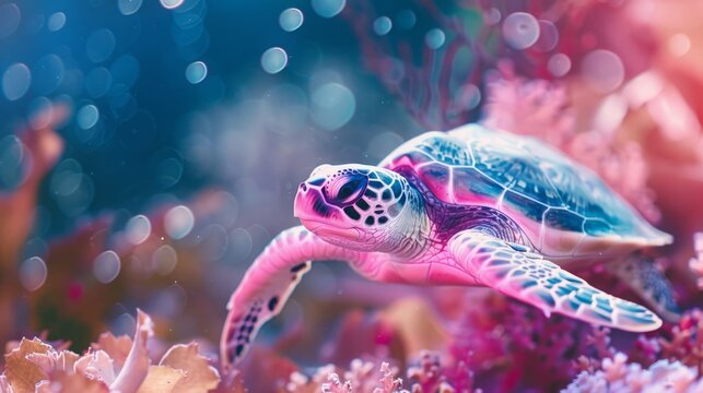 pink turtle background.