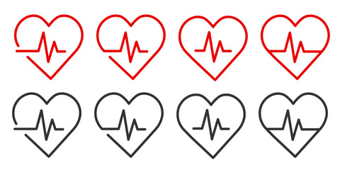 Heart Medical Icon. Cardiogram symbol heart red and black design vector ilustration.