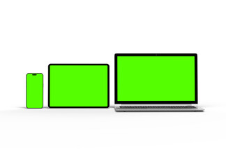 Mockup of laptop, tablet and smartphone on a light background