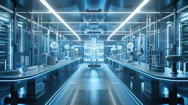 modern technology web futuristic hologram Digital informational lab or hall, digital data flow of Abstract Motion , Generative AI 