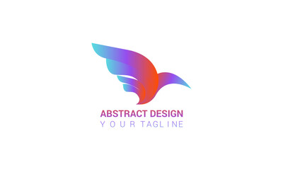 Fototapeta na wymiar Vector Logo Illustration Flying Humming Bird Gradient colour.