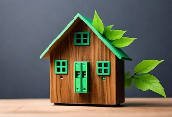 green house on wooden background