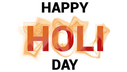 Happy Holi Text with Smoke stroke Logo, banner, Icon, Design, Sticker, Concept, Greeting Card, Template, Poster, Unit, Label, Web, Mnemonic with color splash typography. The Indian festival of colors
