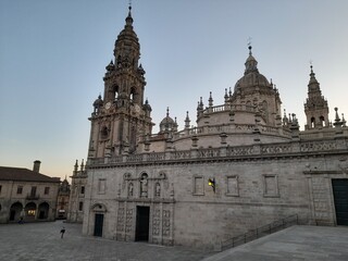 Fototapeta na wymiar Catedral de Santiago de Compostela vista de las plaza de A Quintana, Galicia