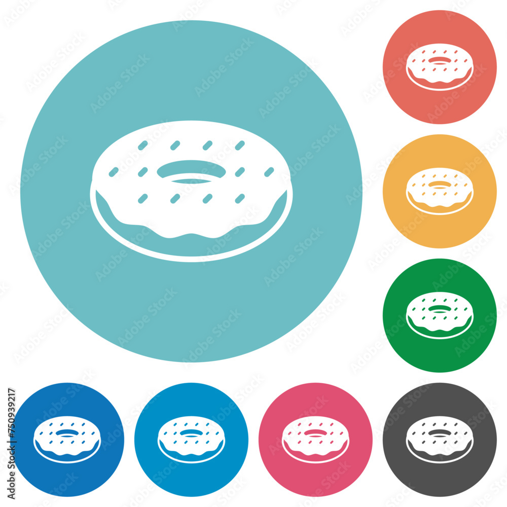 Sticker donut flat round icons