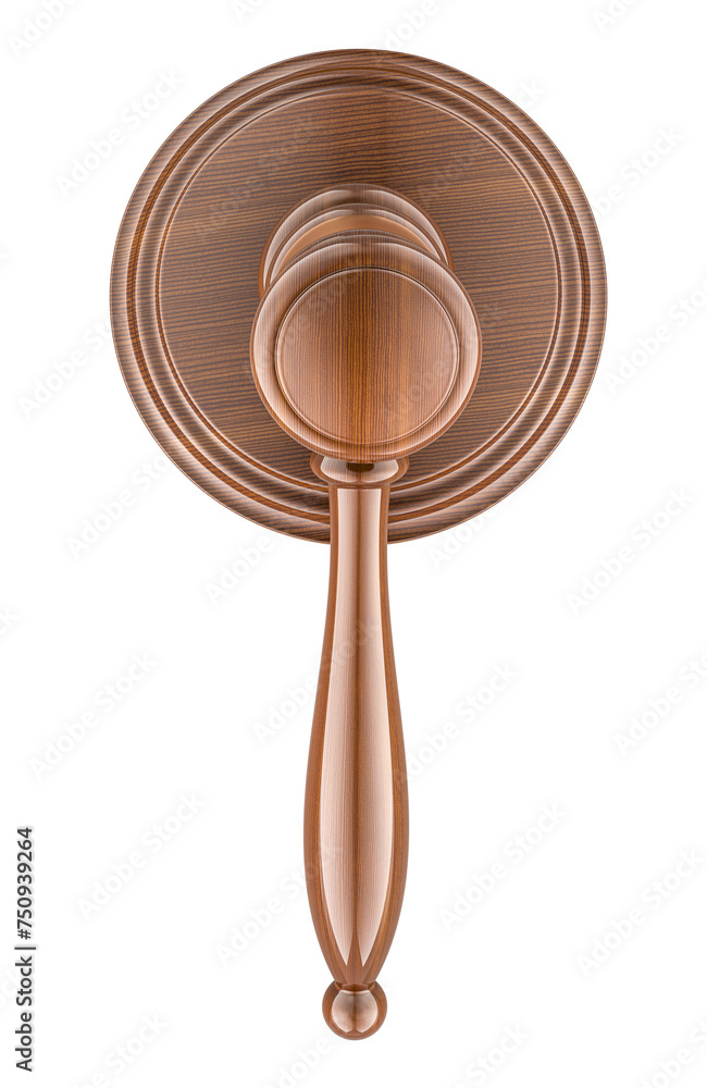 Poster wooden gavel, top view. 3d rendering isolated on transparent background