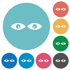Watching eyes solid flat round icons