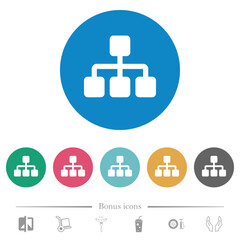 Network connections flat round icons