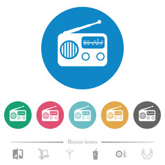 Retro radio flat round icons