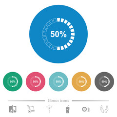 50 percent loaded indicator flat round icons