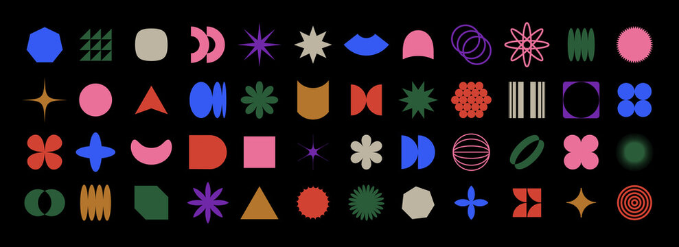 Abstract geometric shapes and grids.