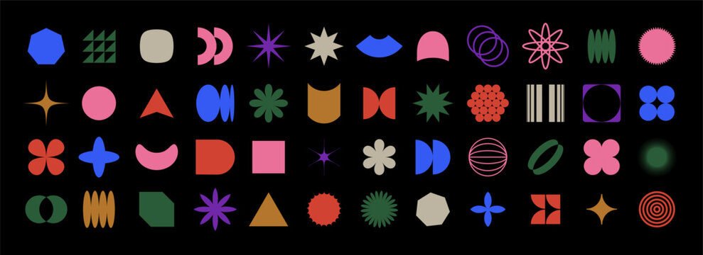 Abstract geometric shapes and grids.