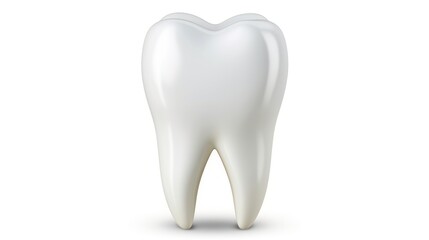 a white tooth on a white background with a clipping path to the top of the tooth to the bottom of the tooth.