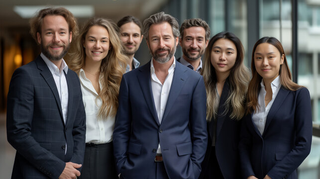 adult elegant manager with his young business team