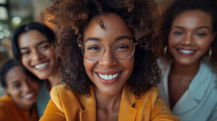 Fototapeta premium beautiful african woman with afro hair taking a picture