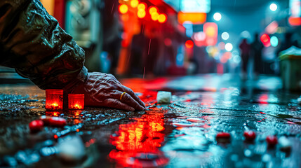 A photo capturing the reality of homelessness, showing a man living on the streets, reflecting the harshness of life without shelter or support.
