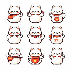 Lucky cat character sticker on white background