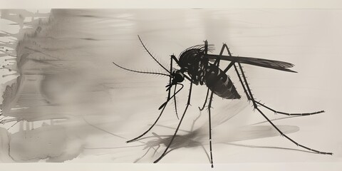 Mosquito sketch ink illustration. - obrazy, fototapety, plakaty