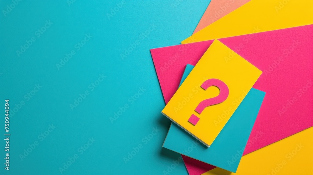 Poster a piece of paper with a question mark on it next to other pieces of paper with a question mark on th