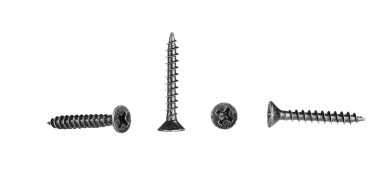 black wood screws on isolated white background close up - Powered by Adobe