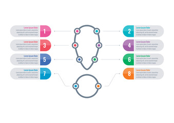 Infographic template for world of technology, business, IT, food, industry. exclamation point infographic template. eight options information template