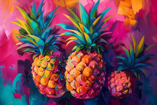 Colorful summer pineapple concept art