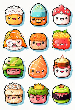 new emoji sushi stickers in the style