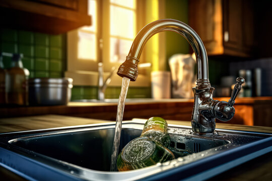 A conceptual photo illustrating water conservation and saving, featuring a faucet turned off tightly to prevent water wastage and promote sustainability.