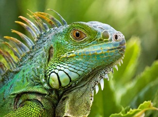 Obraz premium Green lizard macro photography